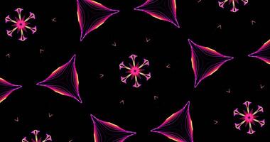 Abstract Kaleidoscope Patterns On Dark Background In Purple Orange Yellow Lines photo