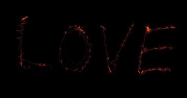 Word LOVE In Flame-Like Orange And Red Lines photo