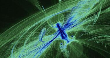 Blue And Green Abstract Design Lines Curves Particles photo