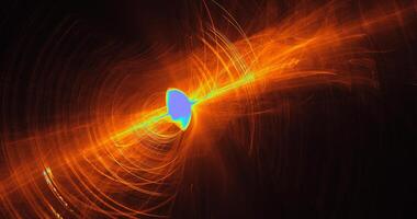Orange Yellow Blue Abstract Lines Curves Particles Background photo