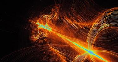 Orange Yellow Blue Abstract Lines Curves Particles Background photo