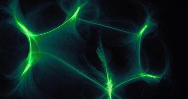 Abstract Lines Curves Particles In Green Against Dark Background photo