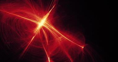 Abstract Lines Curves Particles In Red And Yellow On Dark Background photo