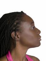 Profile portrait of young attractive black woman photo