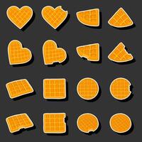 Illustration on theme big kit different types biscuit waffle with cell, dessert cookie vector