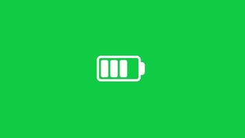 Battery charging icon sign symbol loop animation on green screen background video