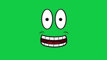 Cartoon character face talking, speaking with eyes blinking funny facial expressions animation loop on green screen background video