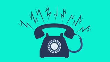 Telephone Ringing Green screen animation. Vintage retro Telephone Handset wired rotary dial comics pop art thunder bolt. Incoming call on classic old rotary telephone. video