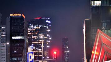 Warsaw, Poland. 6 March 2024. Warsaw city business center at night photo