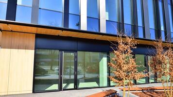 Panoramic windows of new commercial premises. Commercial property in development standard for rent. photo