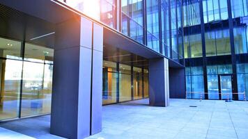 Panoramic windows of new commercial premises. Commercial property in development standard for rent. photo