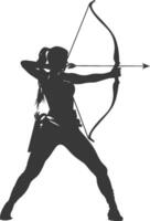 AI generated Silhouette Woman Archery Athlete in action full body black color only vector