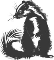 AI generated Silhouette skunk animal black color only vector