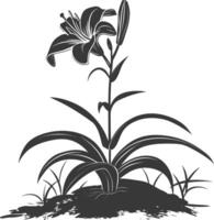 AI generated Silhouette Lily flower in the ground black color only vector