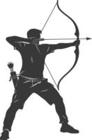 AI generated Silhouette Man Archery Athlete in action full body black color only vector