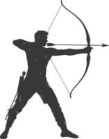 AI generated Silhouette Man Archery Athlete in action full body black color only vector