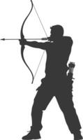 AI generated Silhouette Man Archery Athlete in action full body black color only vector