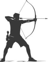 AI generated Silhouette Man Archery Athlete in action full body black color only vector