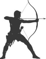 AI generated Silhouette Man Archery Athlete in action full body black color only vector