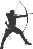 AI generated Silhouette Man Archery Athlete in action full body black color only vector