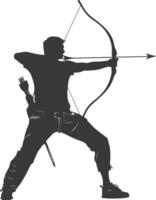 AI generated Silhouette Man Archery Athlete in action full body black color only vector