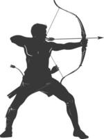 AI generated Silhouette Man Archery Athlete in action full body black color only vector