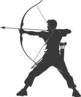 AI generated Silhouette Man Archery Athlete in action full body black color only vector