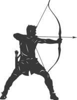 AI generated Silhouette Man Archery Athlete in action full body black color only vector