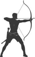 AI generated Silhouette Man Archery Athlete in action full body black color only vector