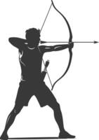 AI generated Silhouette Man Archery Athlete in action full body black color only vector