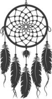 AI generated Silhouette Scandinavian Unique Dreamcatcher black color only vector