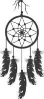 AI generated Silhouette Scandinavian Unique Dreamcatcher black color only vector