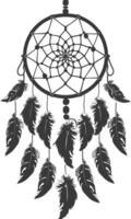 AI generated Silhouette Scandinavian Unique Dreamcatcher black color only vector