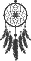 AI generated Silhouette Scandinavian Unique Dreamcatcher black color only vector