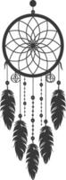 AI generated Silhouette Scandinavian Unique Dreamcatcher black color only vector