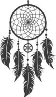 AI generated Silhouette Scandinavian Unique Dreamcatcher black color only vector