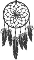 AI generated Silhouette Scandinavian Unique Dreamcatcher black color only vector