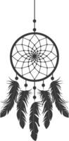 AI generated Silhouette Scandinavian Unique Dreamcatcher black color only vector