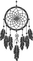 AI generated Silhouette Scandinavian Unique Dreamcatcher black color only vector