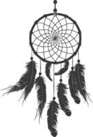 AI generated Silhouette Scandinavian Unique Dreamcatcher black color only vector