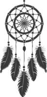 AI generated Silhouette Scandinavian Unique Dreamcatcher black color only vector