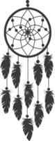 AI generated Silhouette Scandinavian Unique Dreamcatcher black color only vector