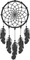 AI generated Silhouette Scandinavian Unique Dreamcatcher black color only vector