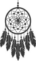 AI generated Silhouette Scandinavian Unique Dreamcatcher black color only vector
