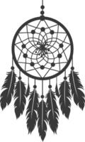 AI generated Silhouette Scandinavian Unique Dreamcatcher black color only vector