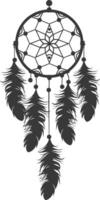 AI generated Silhouette Scandinavian Unique Dreamcatcher black color only vector