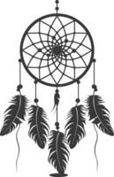 AI generated Silhouette Scandinavian Unique Dreamcatcher black color only vector