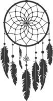 AI generated Silhouette Scandinavian Unique Dreamcatcher black color only vector