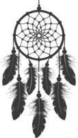 AI generated Silhouette Scandinavian Unique Dreamcatcher black color only vector