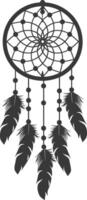 AI generated Silhouette Scandinavian Unique Dreamcatcher black color only vector